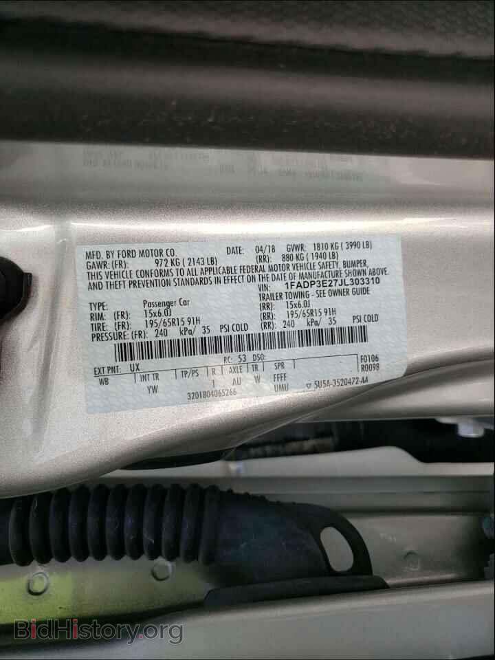 2018 FORD FOCUS - VIN: 1FADP3E27JL303310 - Фото 10
