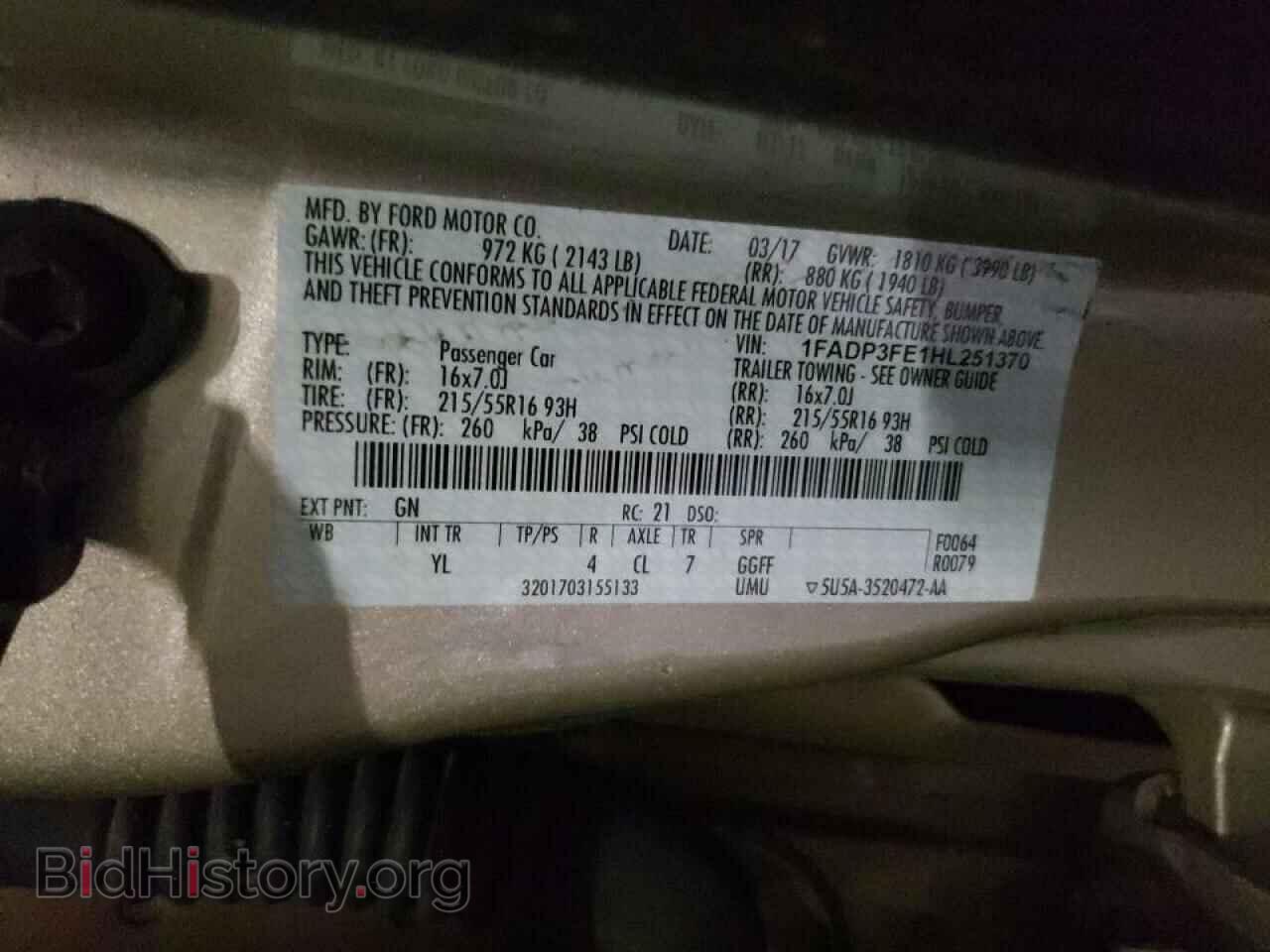 2017 FORD FOCUS - VIN: 1FADP3FE1HL251370 - Фото 10