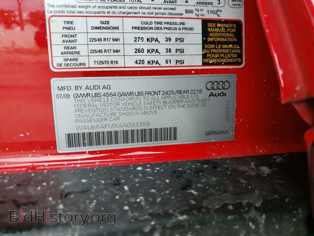 2010 AUDI A3 - VIN: WAUKFAFMXAA033359 - Фото 10