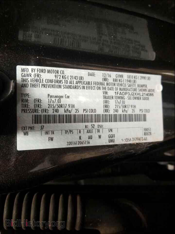 2017 FORD FOCUS - VIN: 1FADP3J2XHL214086 - Фото 10