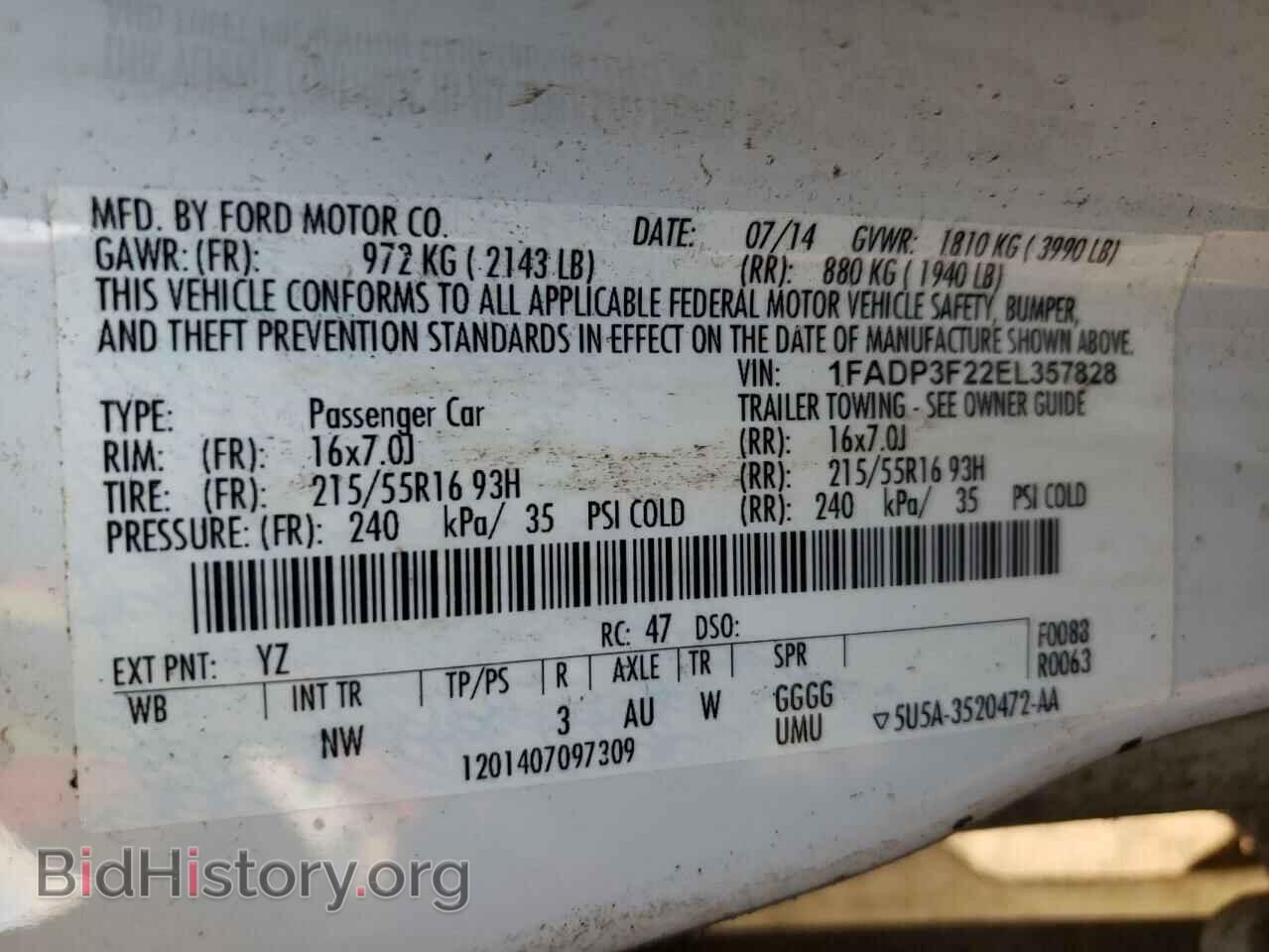 2014 FORD FOCUS - VIN: 1FADP3F22EL357828 - Photo 10