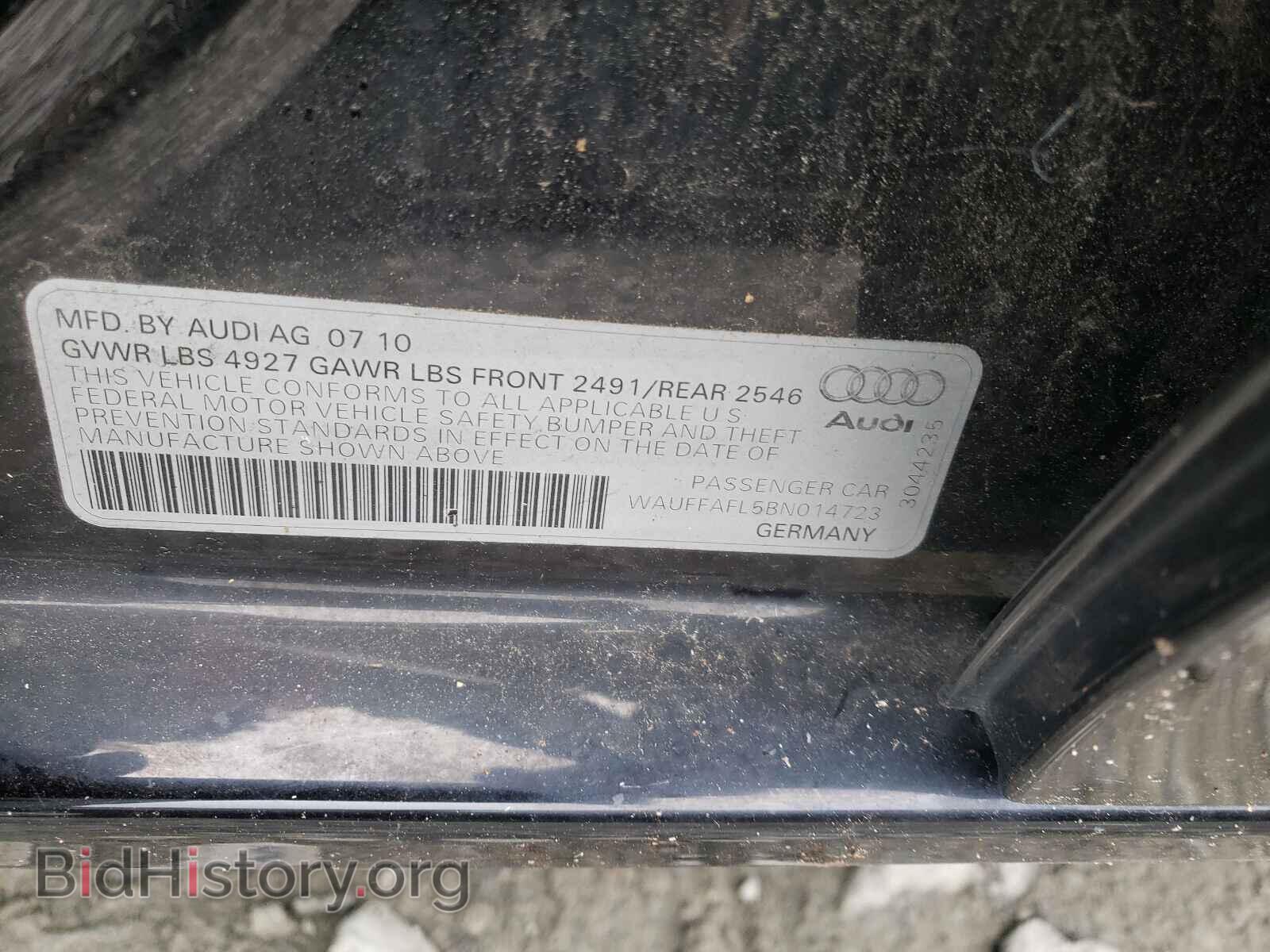 2011 AUDI A4 - VIN: WAUFFAFL5BN014723 - Фото 10