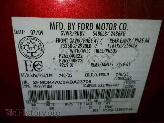 2010 FORD EDGE - VIN: 2FMDK4AC0ABA23706 - Фото 10