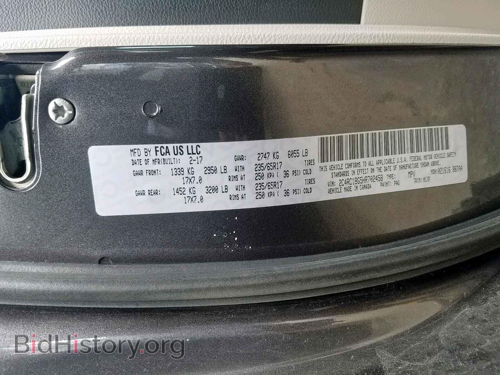 2017 CHRYSLER PACIFICA T - VIN: 2C4RC1BG5HR702458 - Photo 10