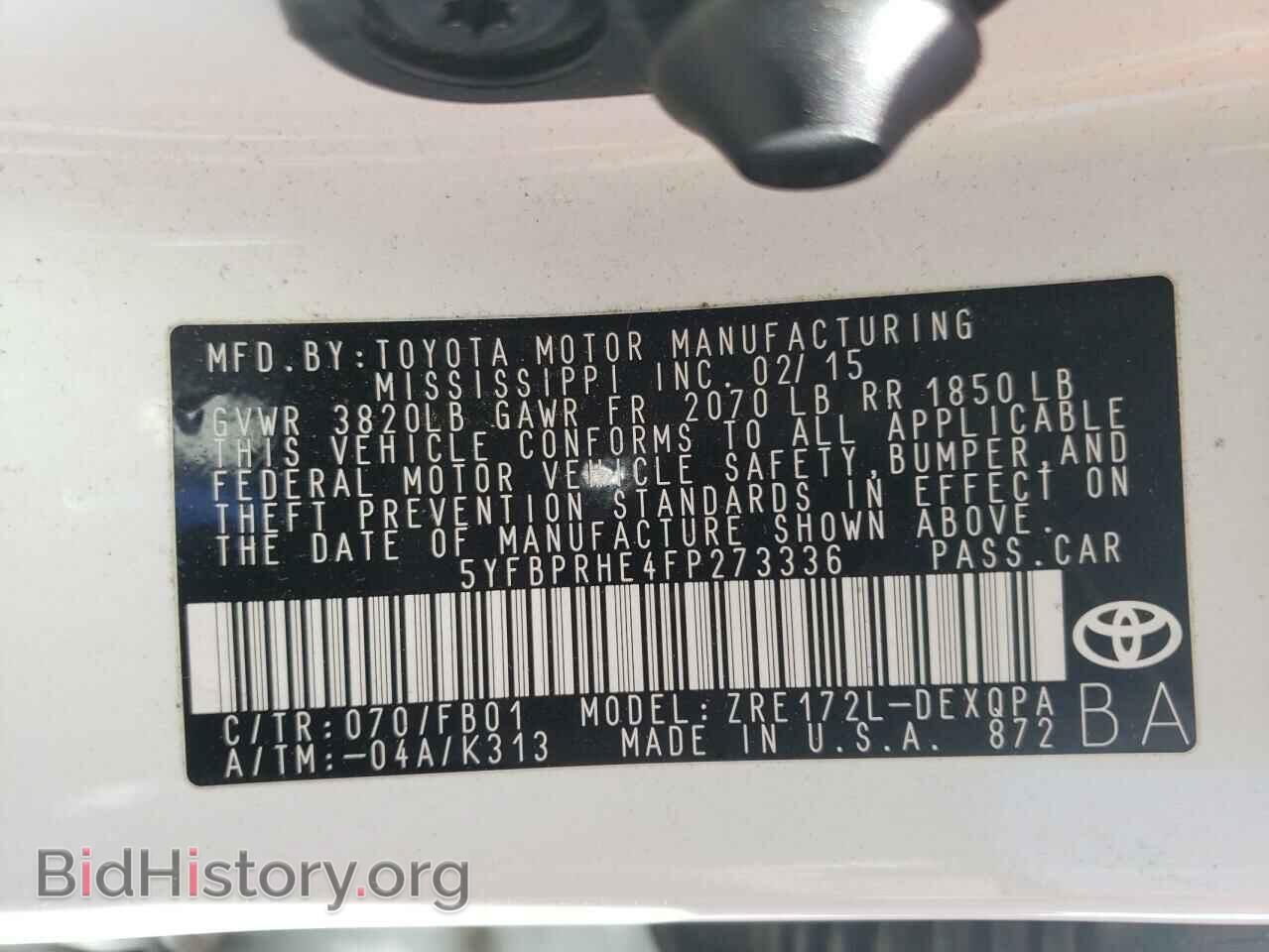 2015 TOYOTA COROLLA - VIN: 5YFBPRHE4FP273336 - Фото 10