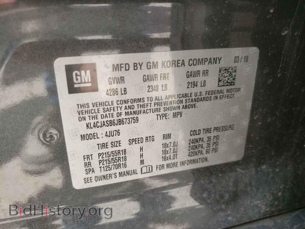 2018 BUICK ENCORE - VIN: KL4CJASB6JB673759 - Фото 10