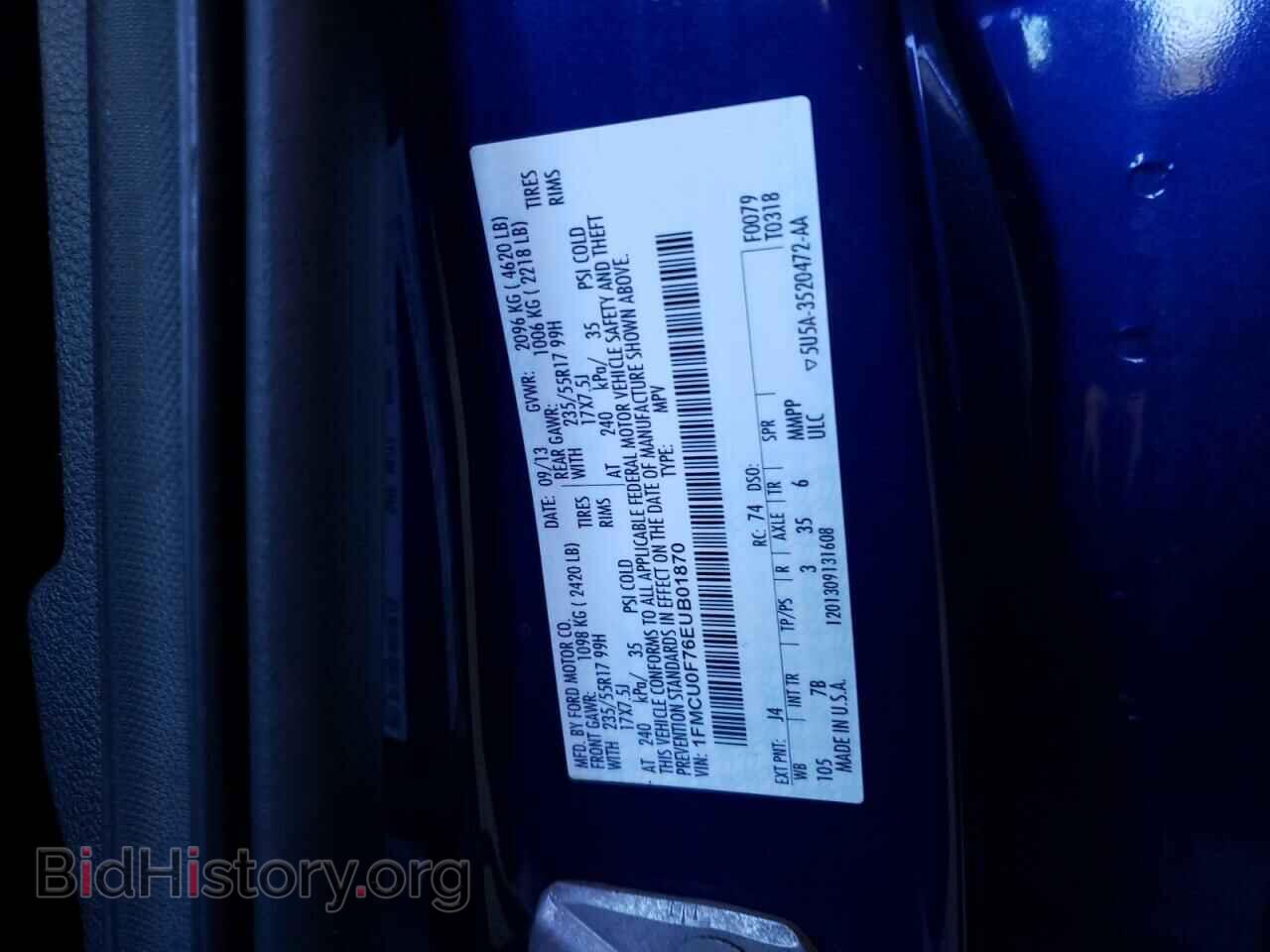 2014 FORD ESCAPE - VIN: 1FMCU0F76EUB01870 - Photo 10