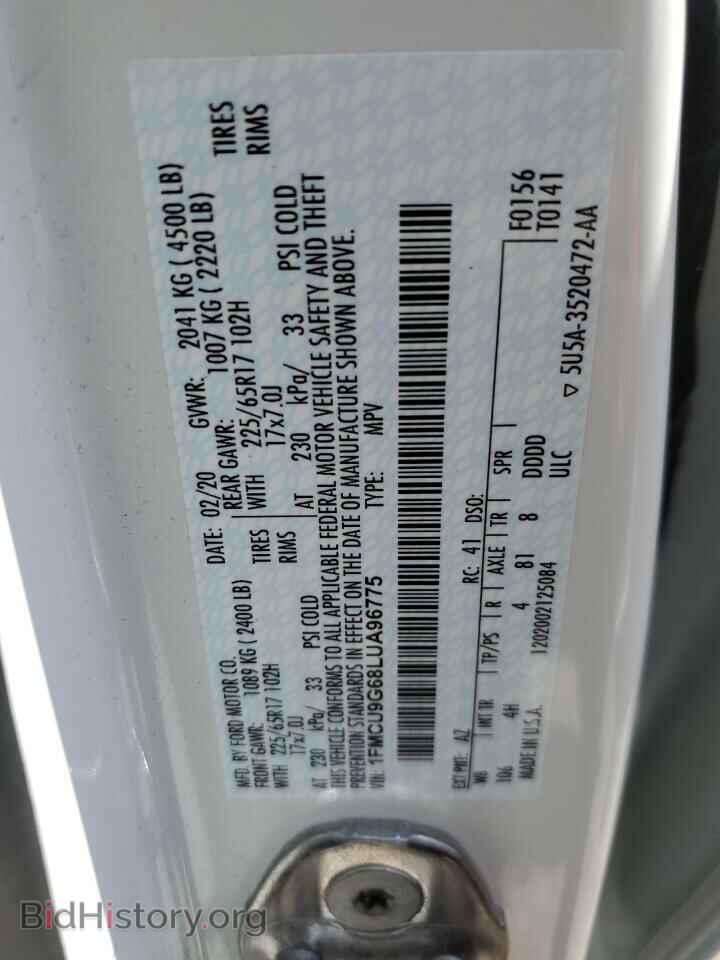2020 FORD ESCAPE - VIN: 1FMCU9G68LUA96775 - Photo 13