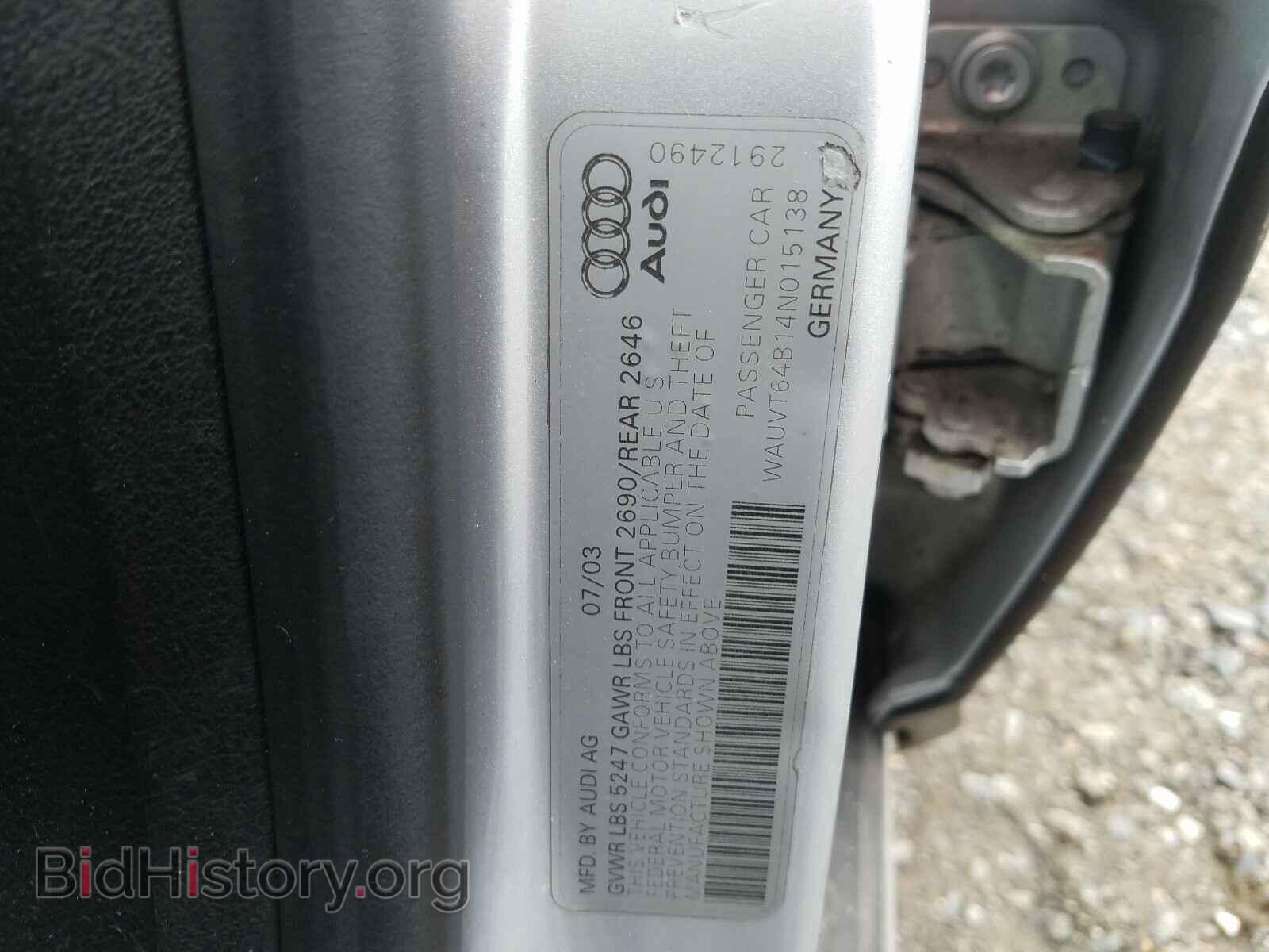 2004 AUDI A6 - VIN: WAUVT64B14N015138 - Фото 10