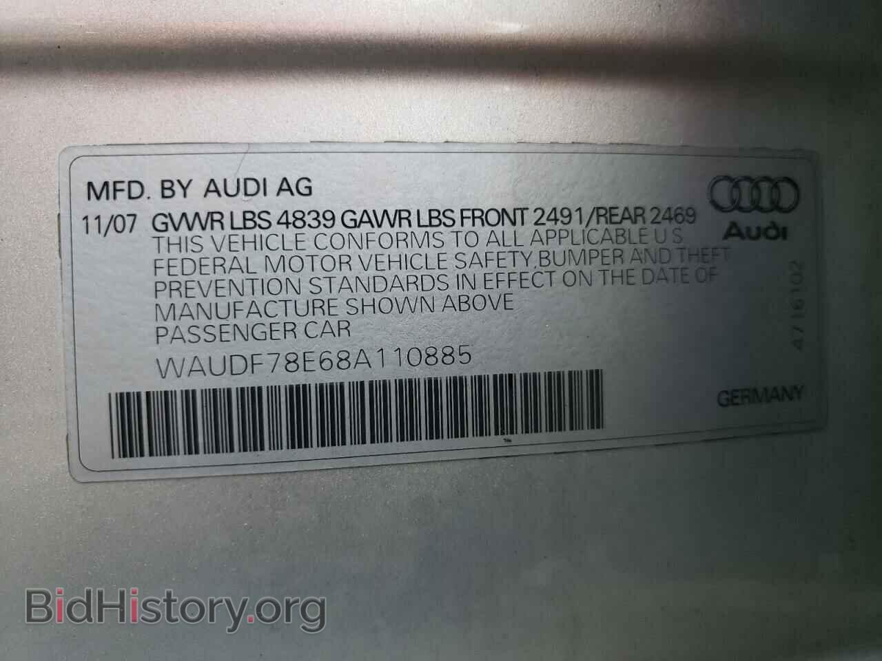 2008 AUDI A4 - VIN: WAUDF78E68A110885 - Фото 10