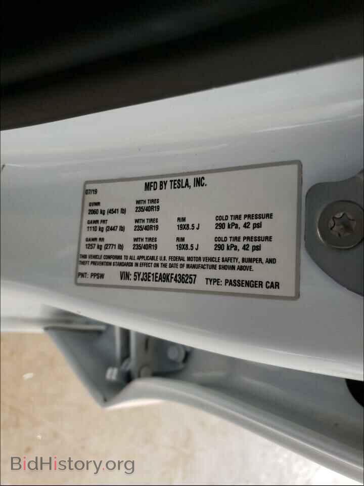 2019 TESLA MODEL 3 - VIN: 5YJ3E1EA9KF436257 - Photo 10