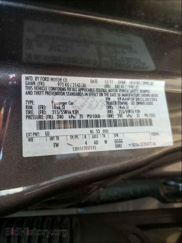2012 FORD FOCUS - VIN: 1FAHP3F25CL301302 - Фото 10