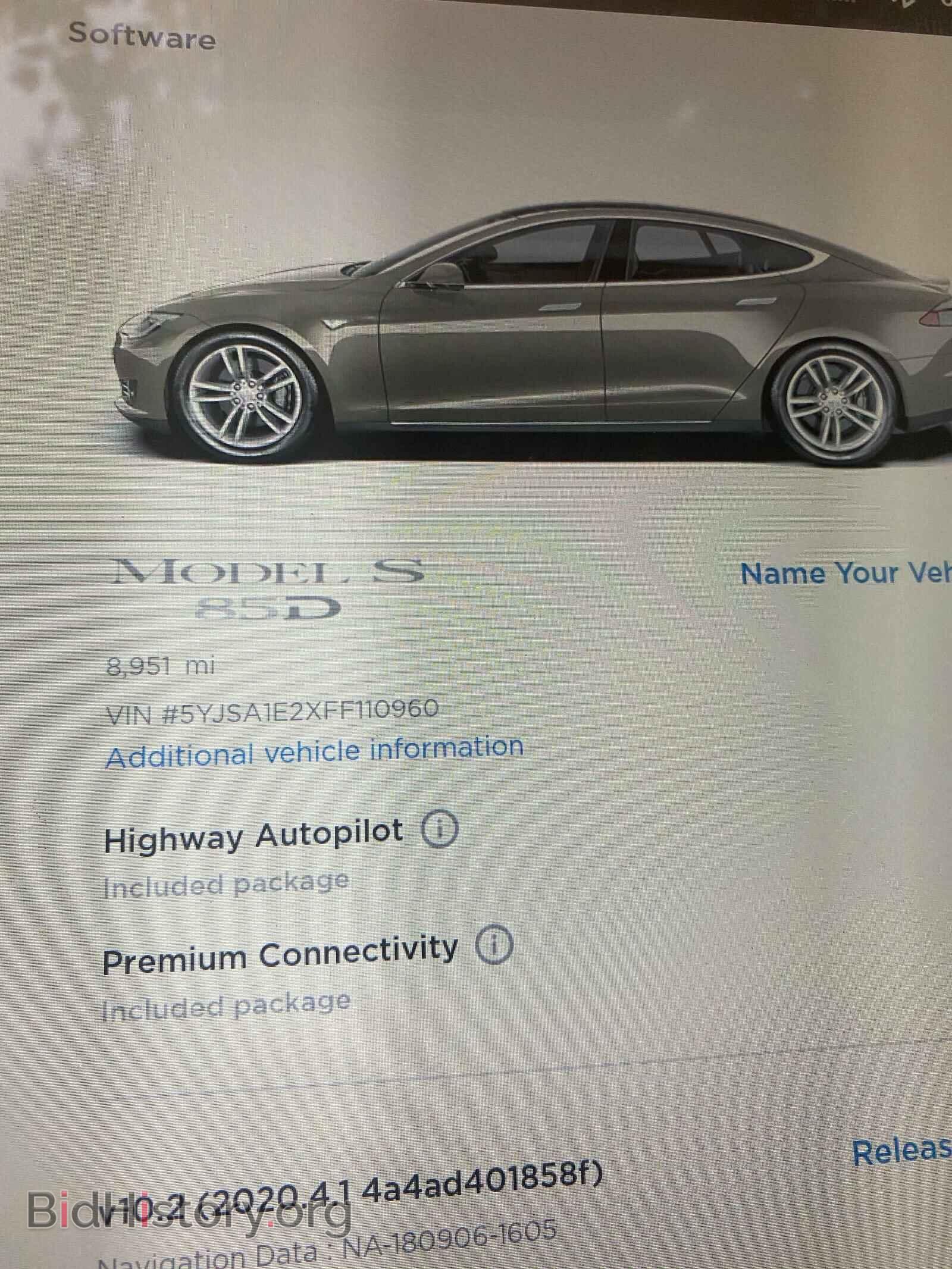 2015 TESLA MODEL S - VIN: 5YJSA1E2XFF110960 - Фото 8