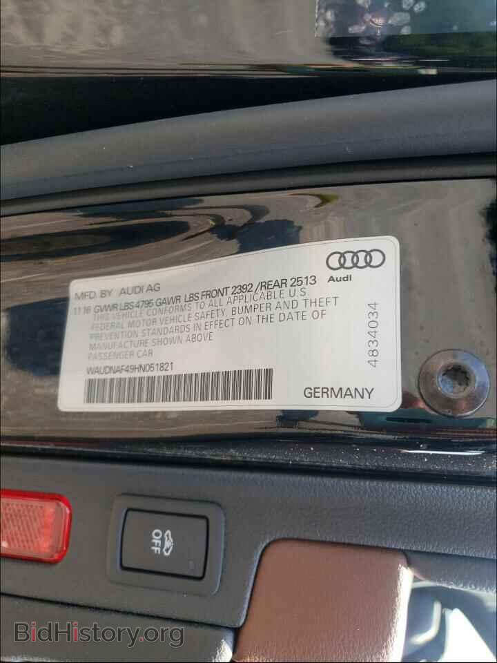 2017 AUDI A4 - VIN: WAUDNAF49HN051821 - Фото 10