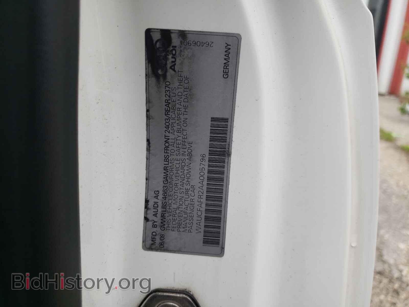 2010 AUDI A5 - VIN: WAUCFAFR2AA005796 - Фото 10