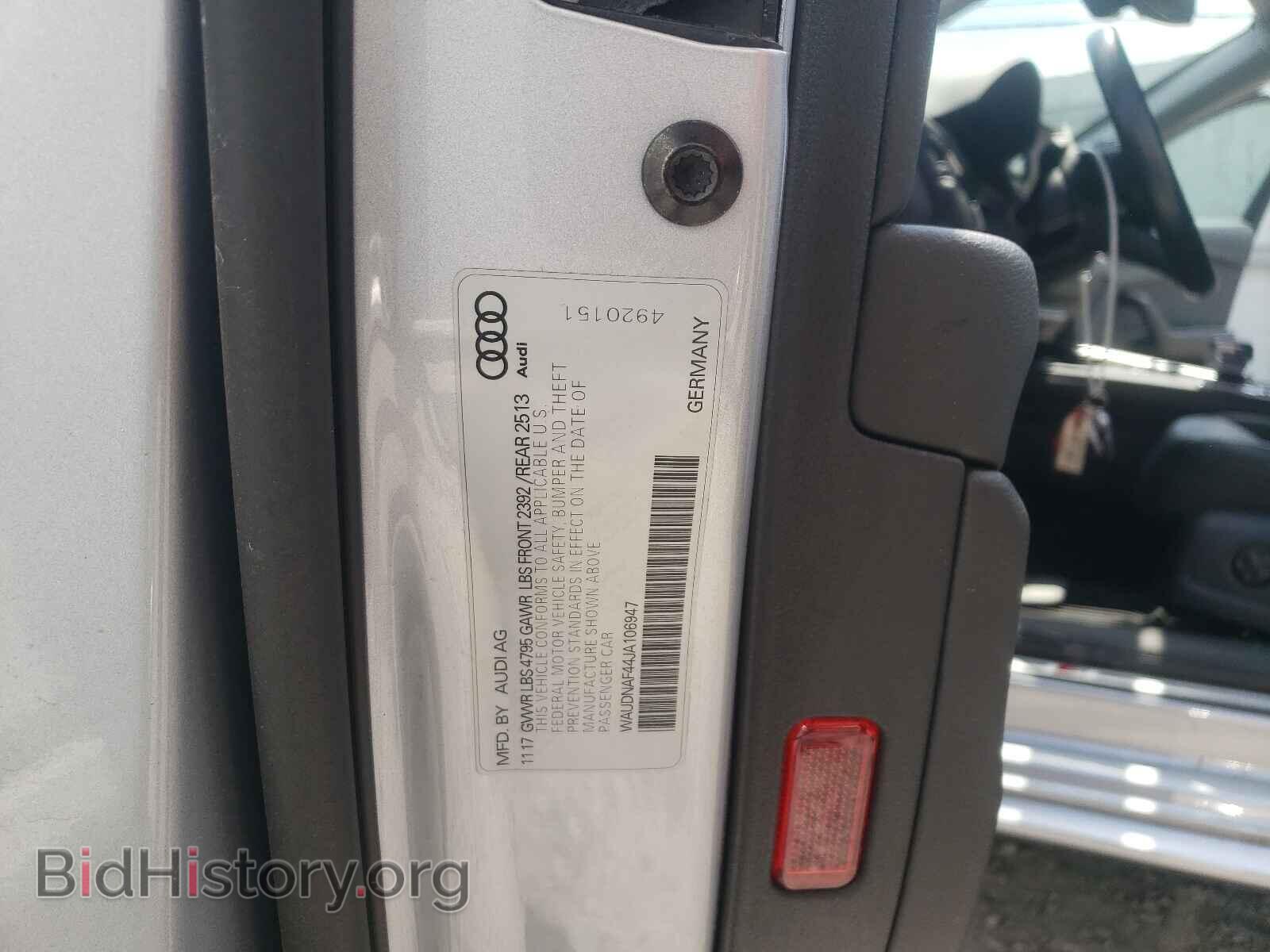 2018 AUDI A4 - VIN: WAUDNAF44JA106947 - Photo 10