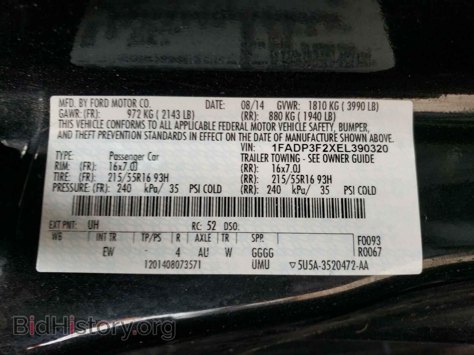 2014 FORD FOCUS - VIN: 1FADP3F2XEL390320 - Фото 10