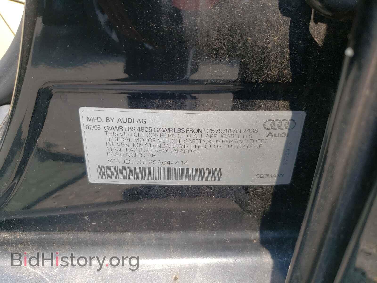 2006 AUDI A4 - VIN: WAUDG78E66A044414 - Фото 10
