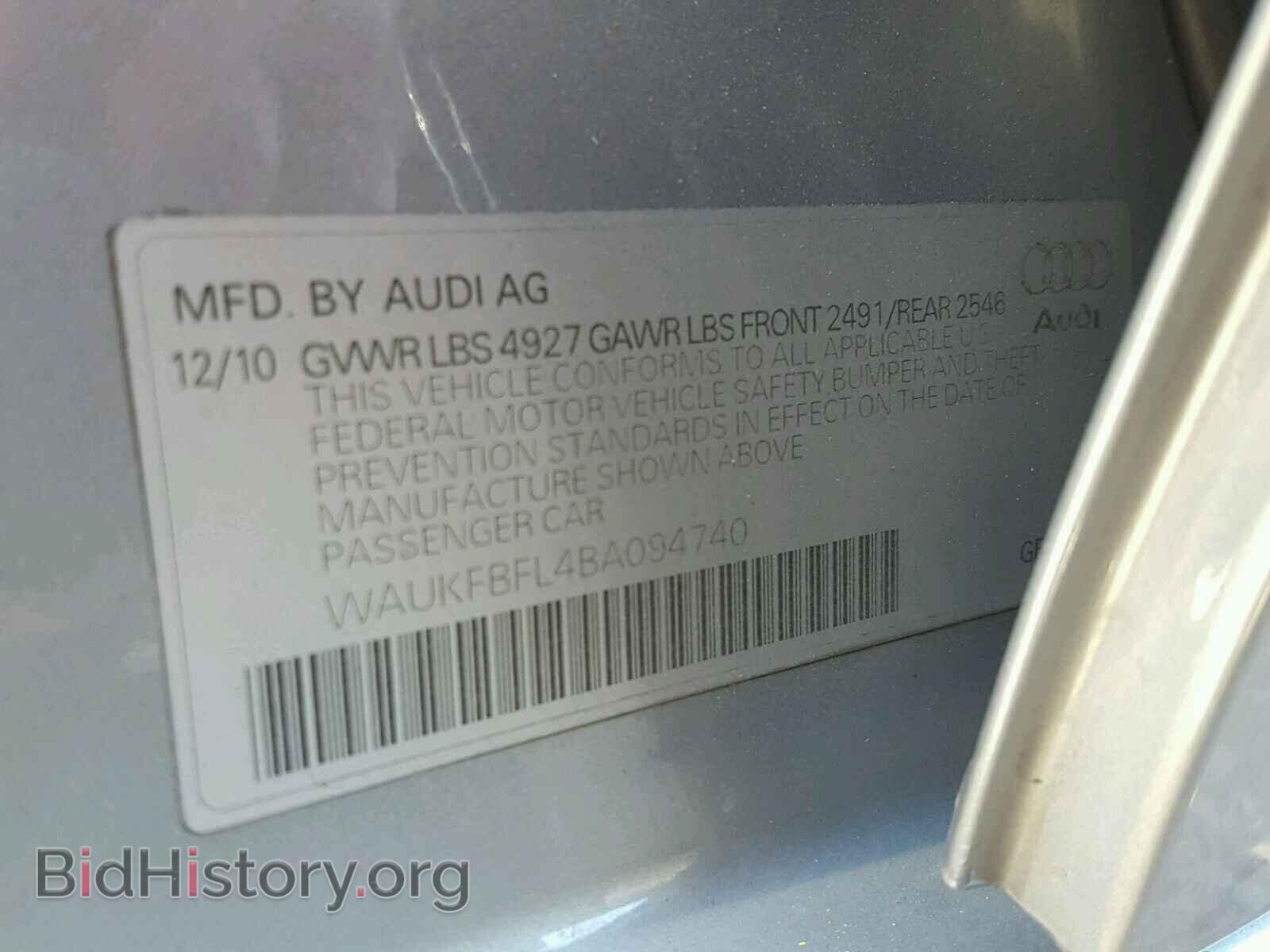 2011 AUDI A4 - VIN: WAUKFBFL4BA094740 - Photo 10