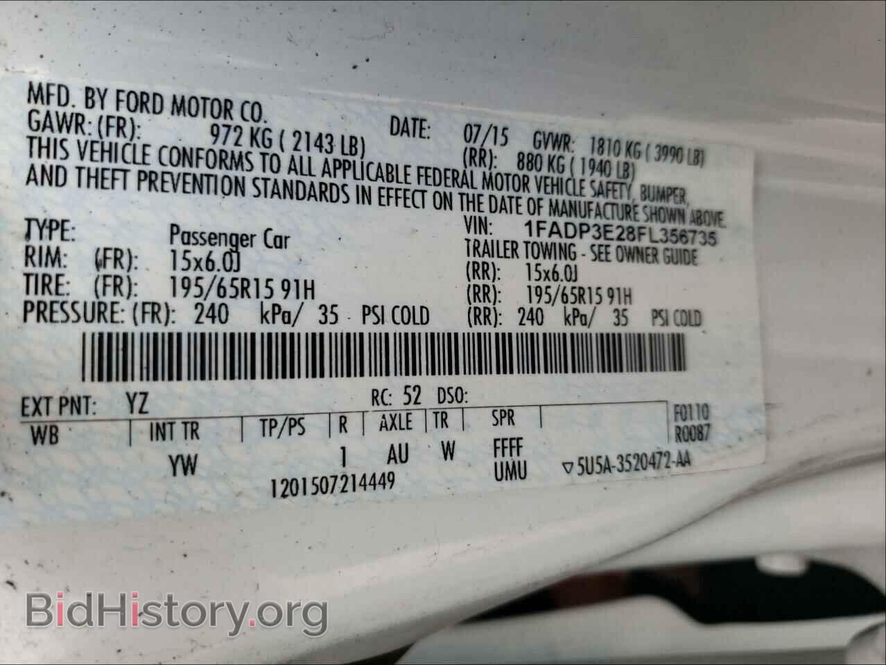 2015 FORD FOCUS - VIN: 1FADP3E28FL356735 - Фото 10