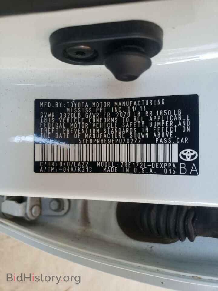 2014 TOYOTA COROLLA - VIN: 5YFBPRHE9EP070277 - Фото 10