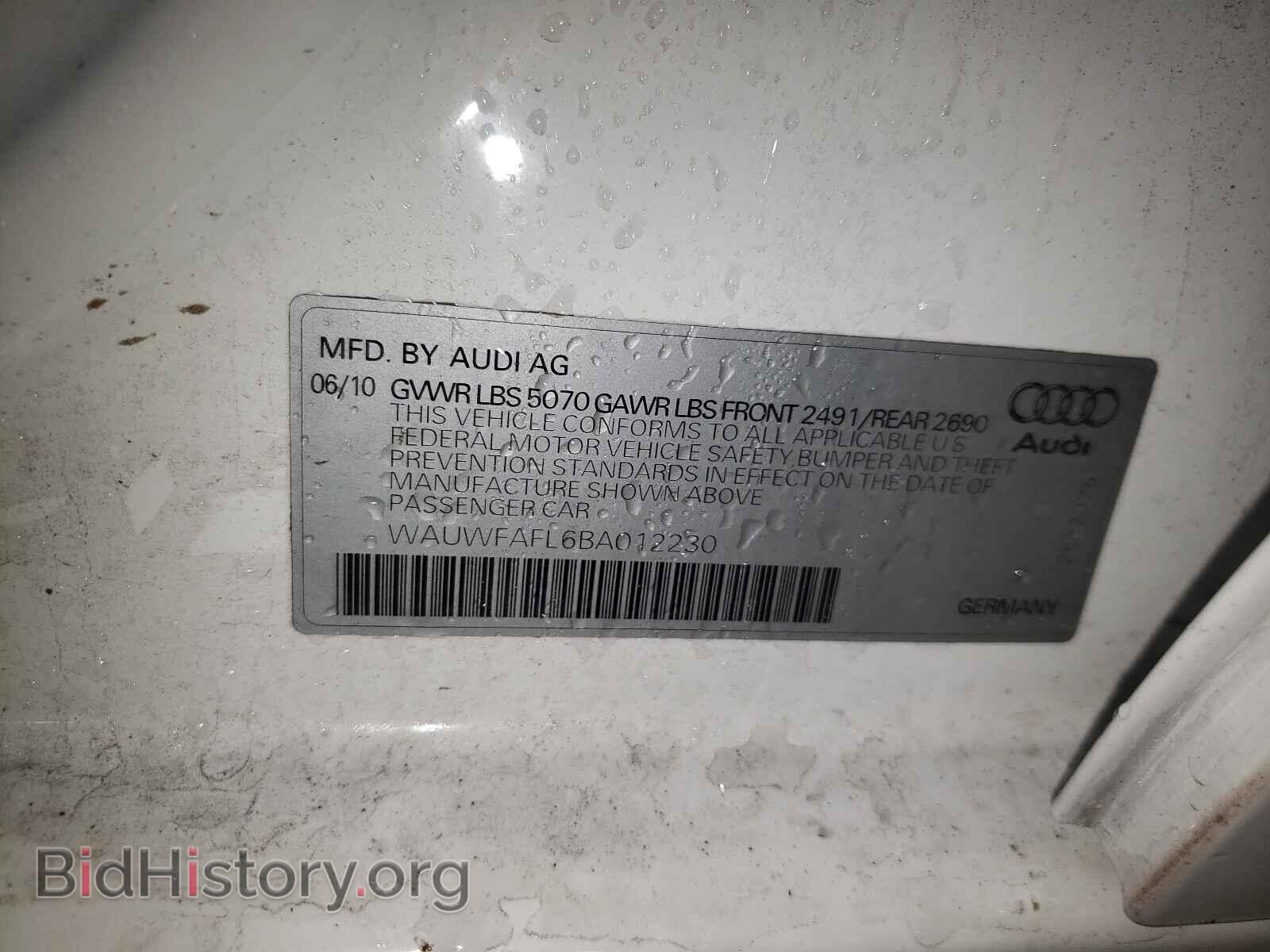 2011 AUDI A4 - VIN: WAUWFAFL6BA012230 - Фото 10