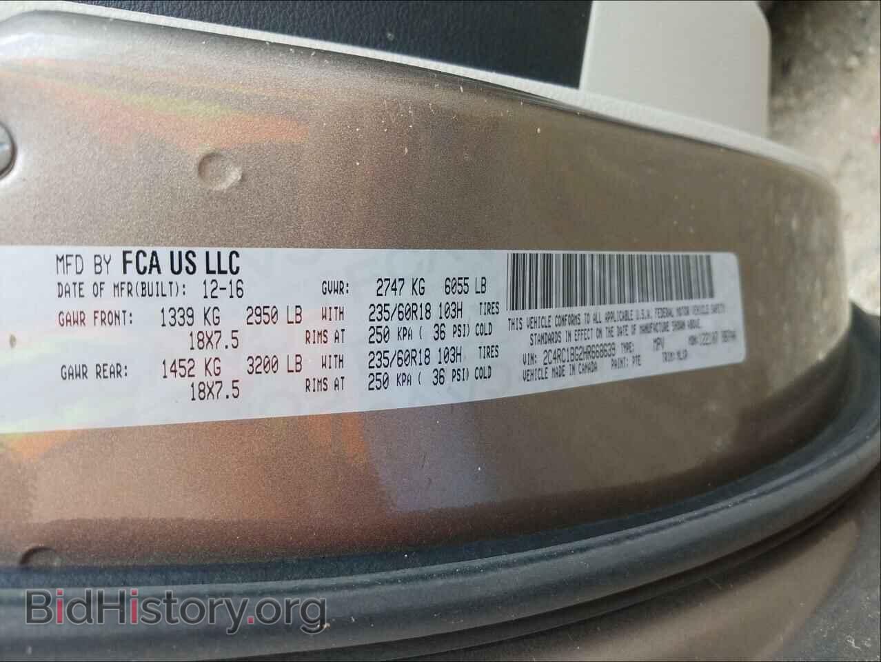 2017 CHRYSLER PACIFICA - VIN: 2C4RC1BG2HR668639 - Фото 10