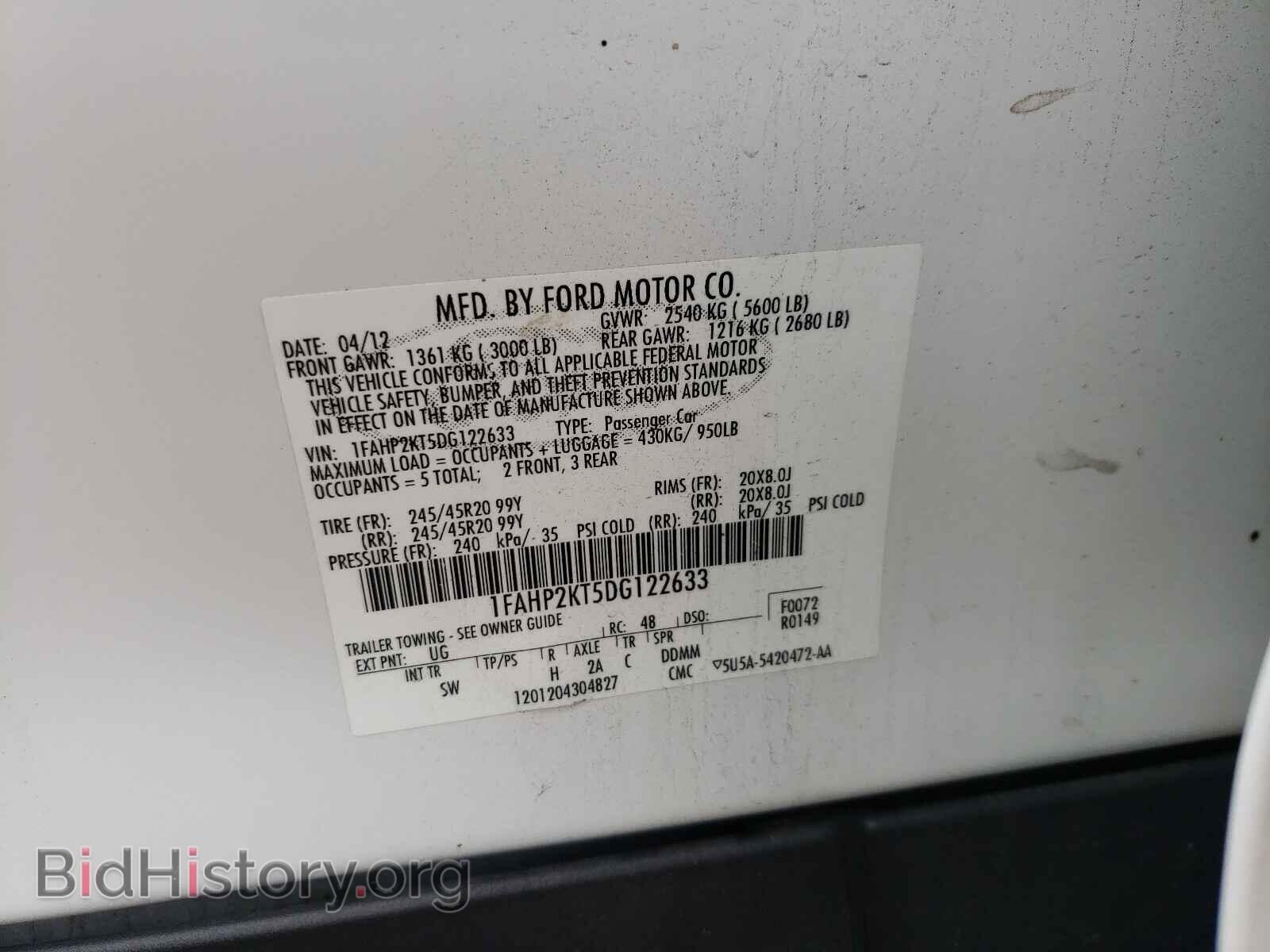 2013 FORD TAURUS - VIN: 1FAHP2KT5DG122633 - Фото 10