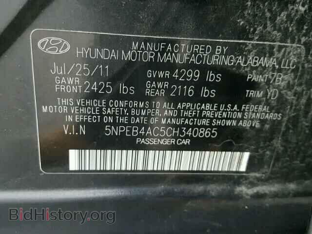 2012 HYUNDAI SONATA - VIN: 5NPEB4AC5CH340865 - Фото 10
