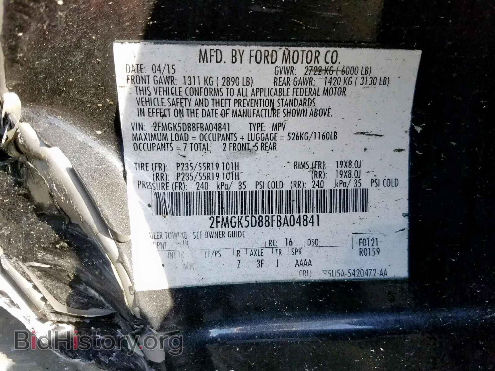 2015 FORD FLEX LIMIT - VIN: 2FMGK5D88FBA04841 - Photo 10
