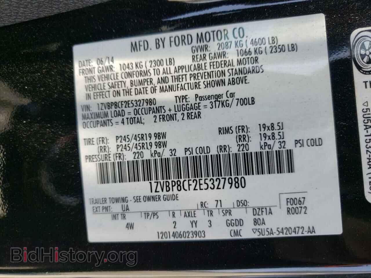 2014 FORD MUSTANG - VIN: 1ZVBP8CF2E5327980 - Фото 10