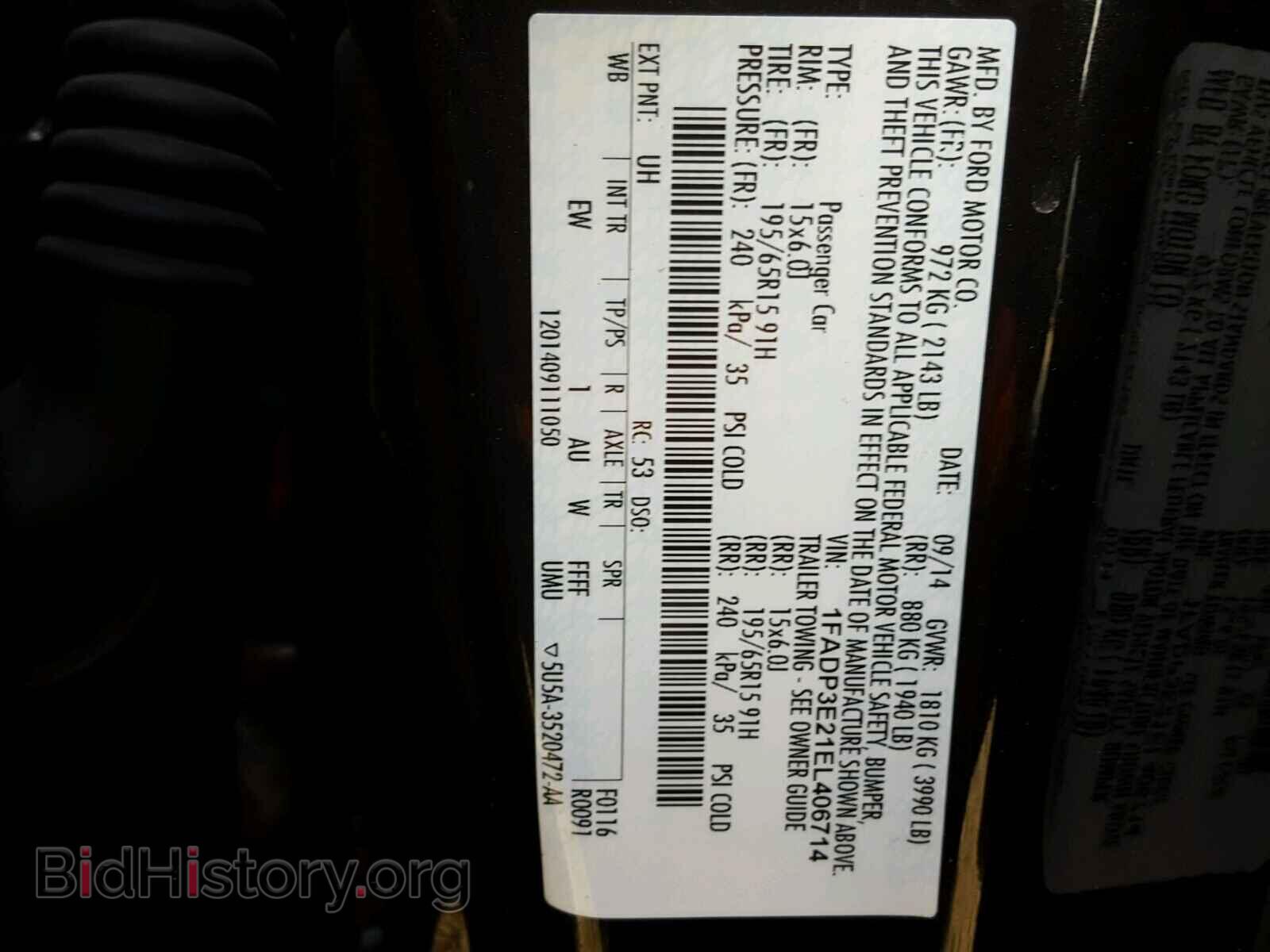 2014 FORD FOCUS - VIN: 1FADP3E21EL406714 - Фото 10