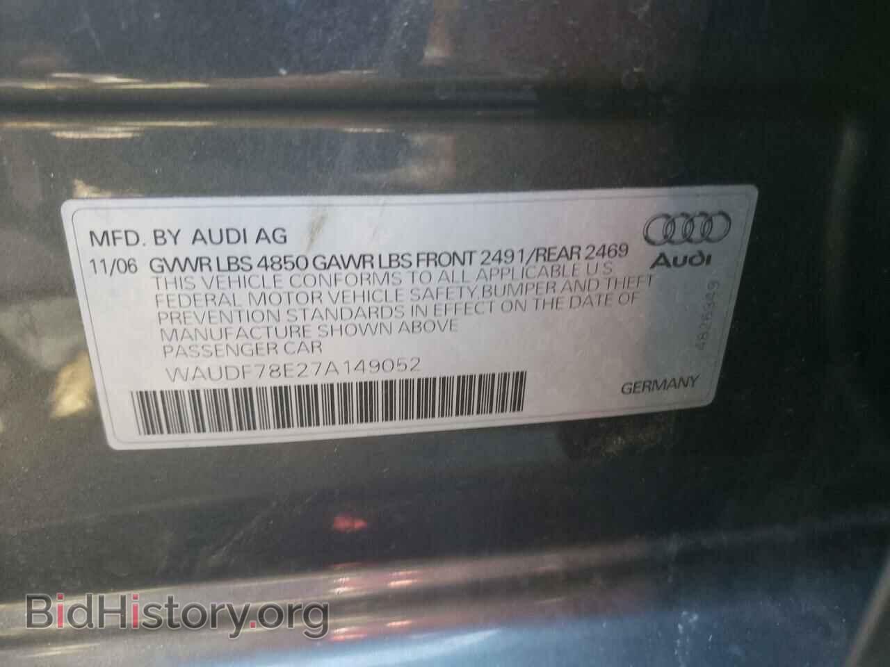 2007 AUDI A4 - VIN: WAUDF78E27A149052 - Фото 10