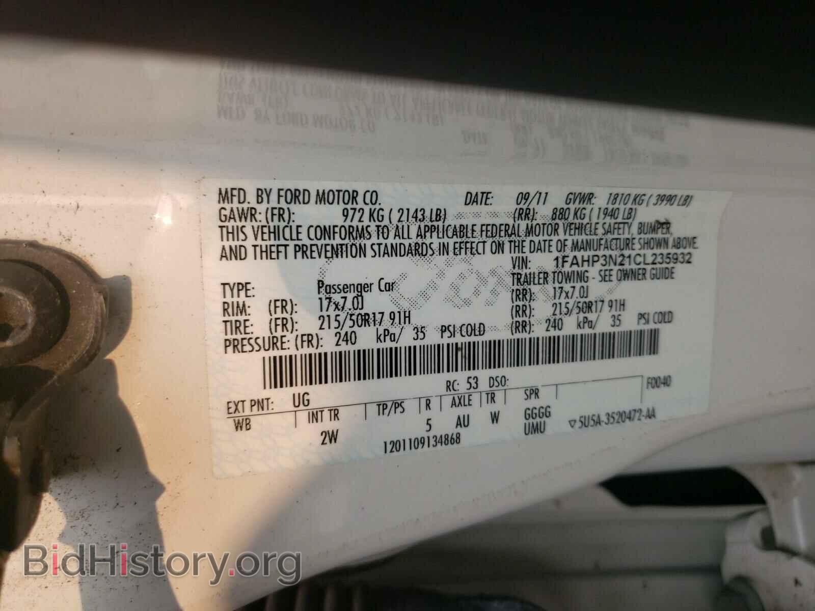 2012 FORD FOCUS - VIN: 1FAHP3N21CL235932 - Фото 10