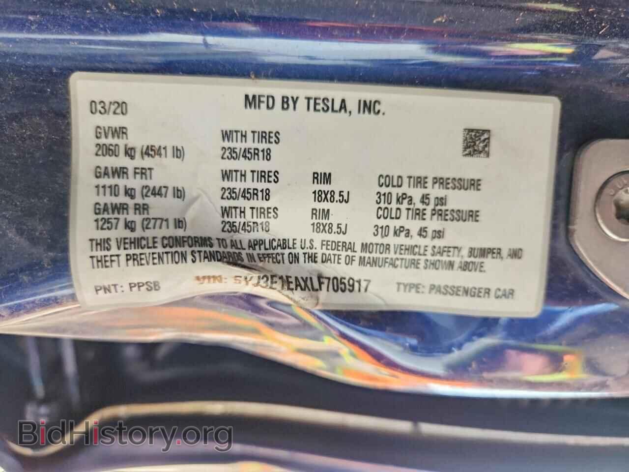 2020 TESLA MODEL 3 - VIN: 5YJ3E1EAXLF705917 - Фото 12