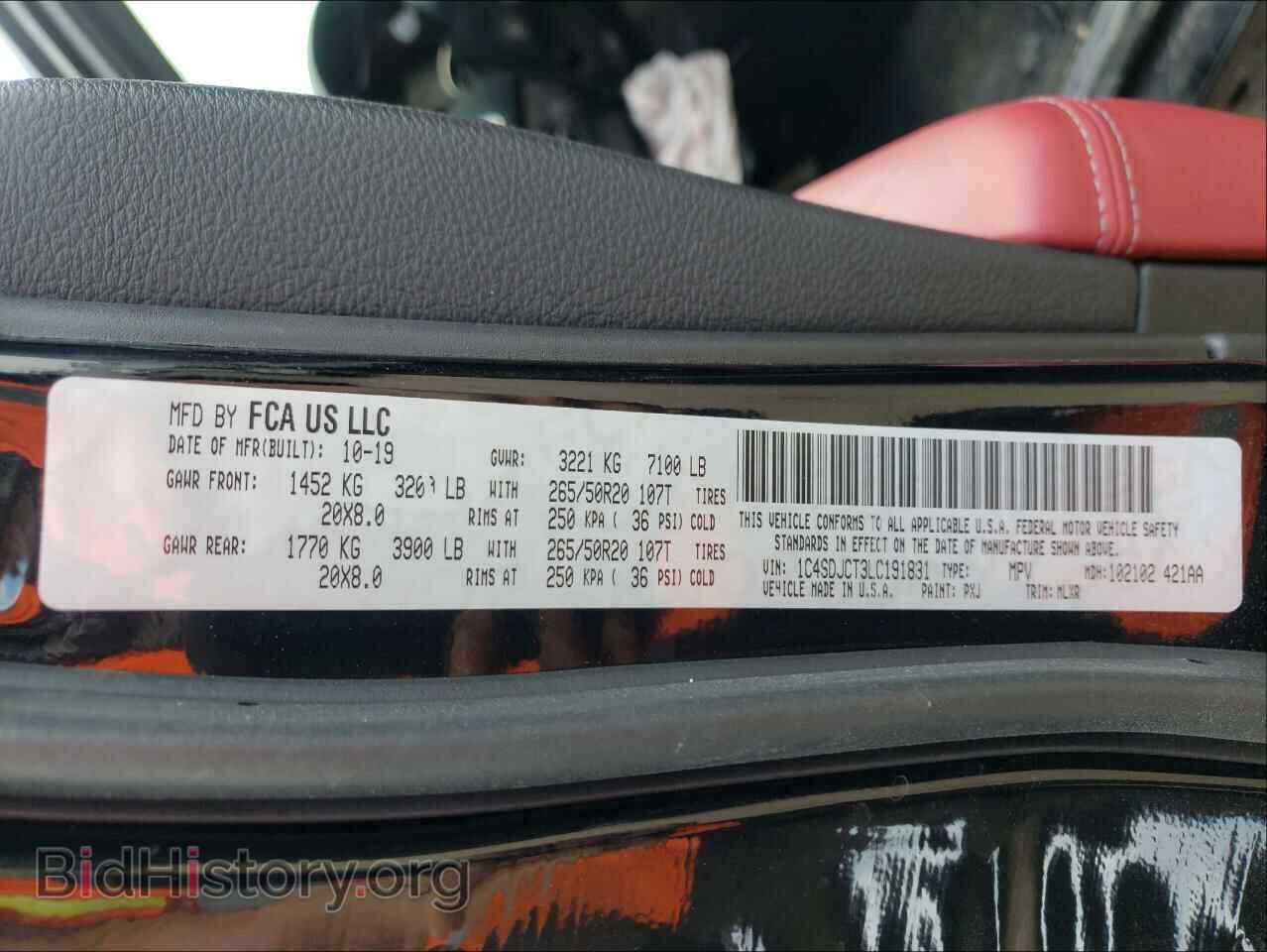 2020 DODGE DURANGO - VIN: 1C4SDJCT3LC191831 - Фото 10