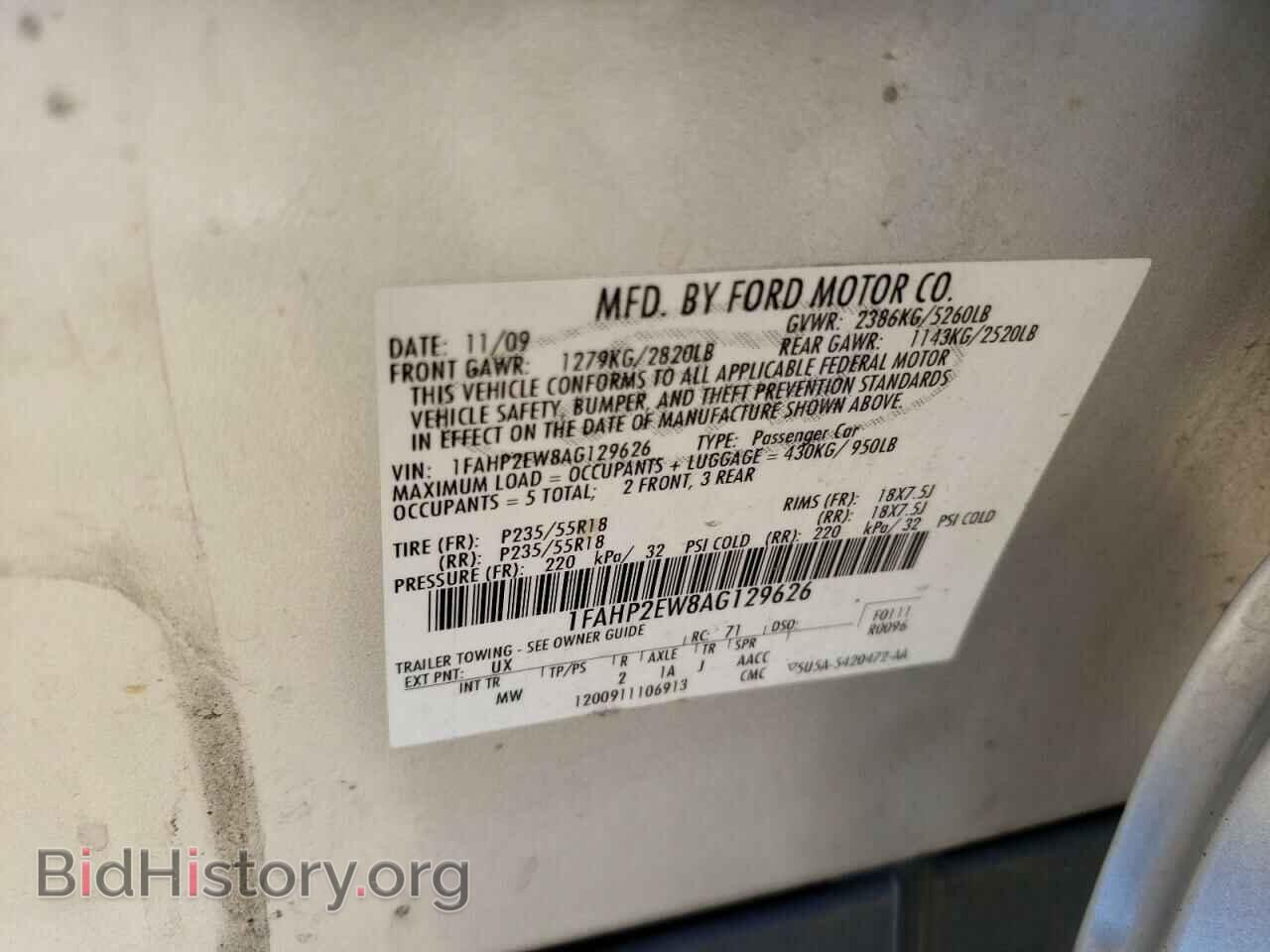 2010 FORD TAURUS - VIN: 1FAHP2EW8AG129626 - Photo 10