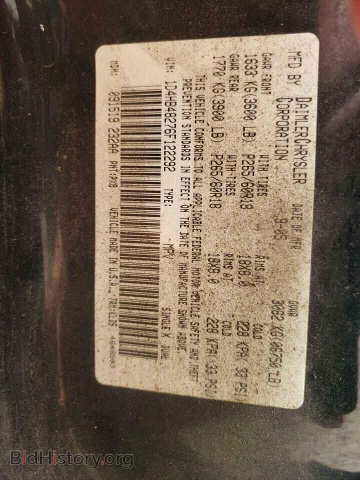 2006 DODGE DURANGO - VIN: 1D4HB48276F122292 - Фото 10