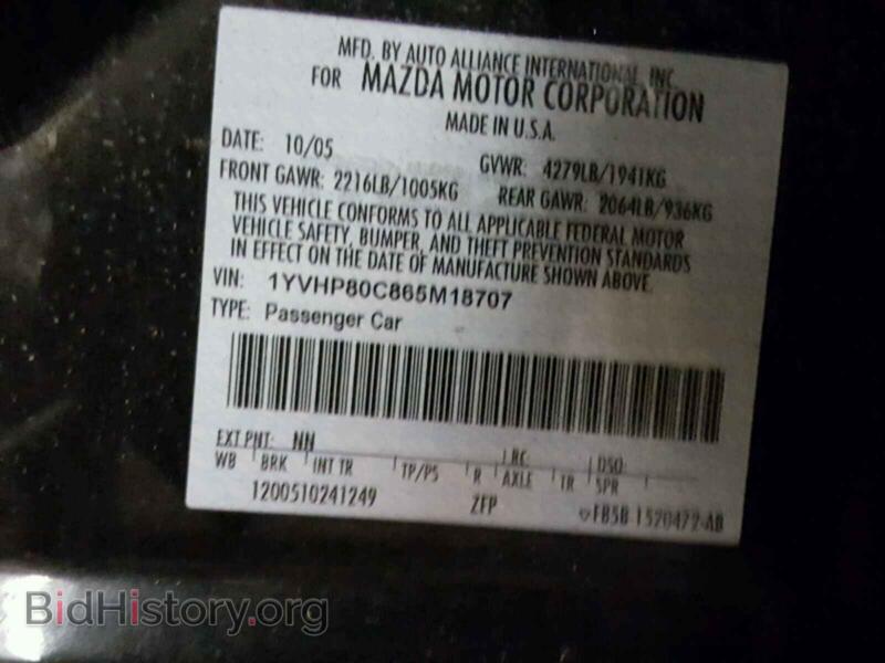 2006 Mazda 6 (VIN 1YVHP80C865M18707) — photo 10 of 10