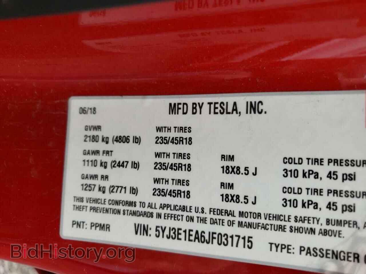 2018 TESLA MODEL 3 - VIN: 5YJ3E1EA6JF031715 - Фото 12