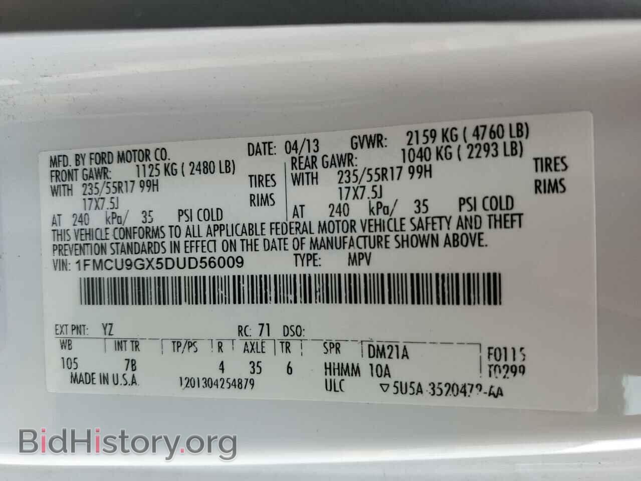 2013 FORD ESCAPE - VIN: 1FMCU9GX5DUD56009 - Фото 13