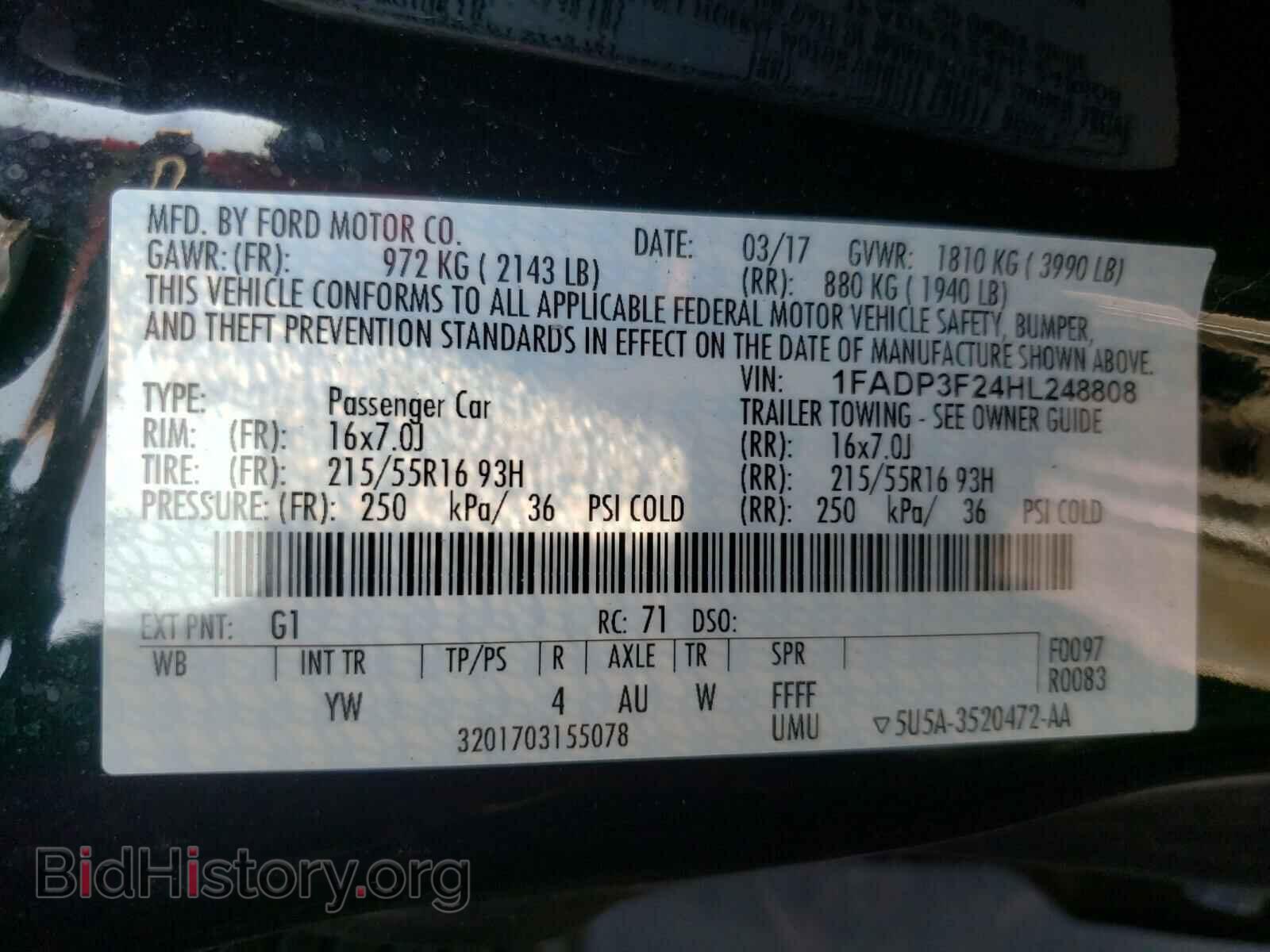 2017 FORD FOCUS - VIN: 1FADP3F24HL248808 - Фото 10