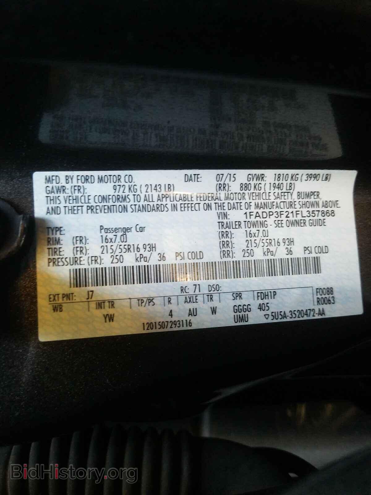2015 FORD FOCUS - VIN: 1FADP3F21FL357868 - Фото 10