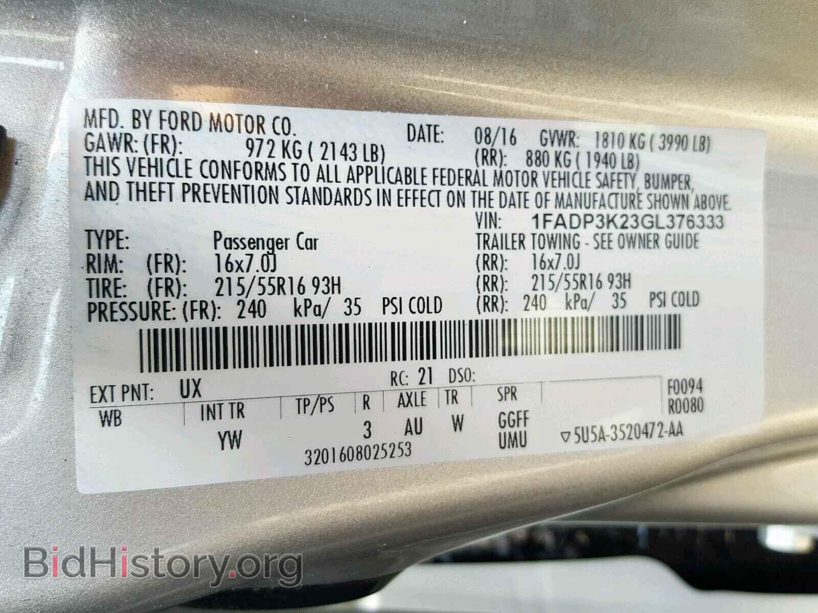 2016 FORD FOCUS SE - VIN: 1FADP3K23GL376333 - Фото 10