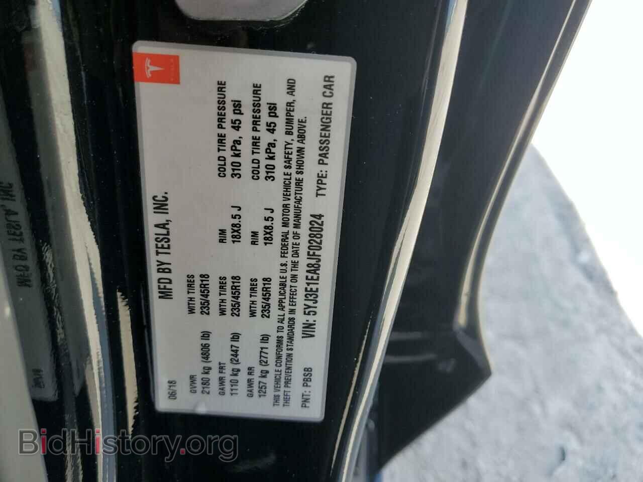 2018 TESLA MODEL 3 - VIN: 5YJ3E1EA8JF028024 - Фото 12