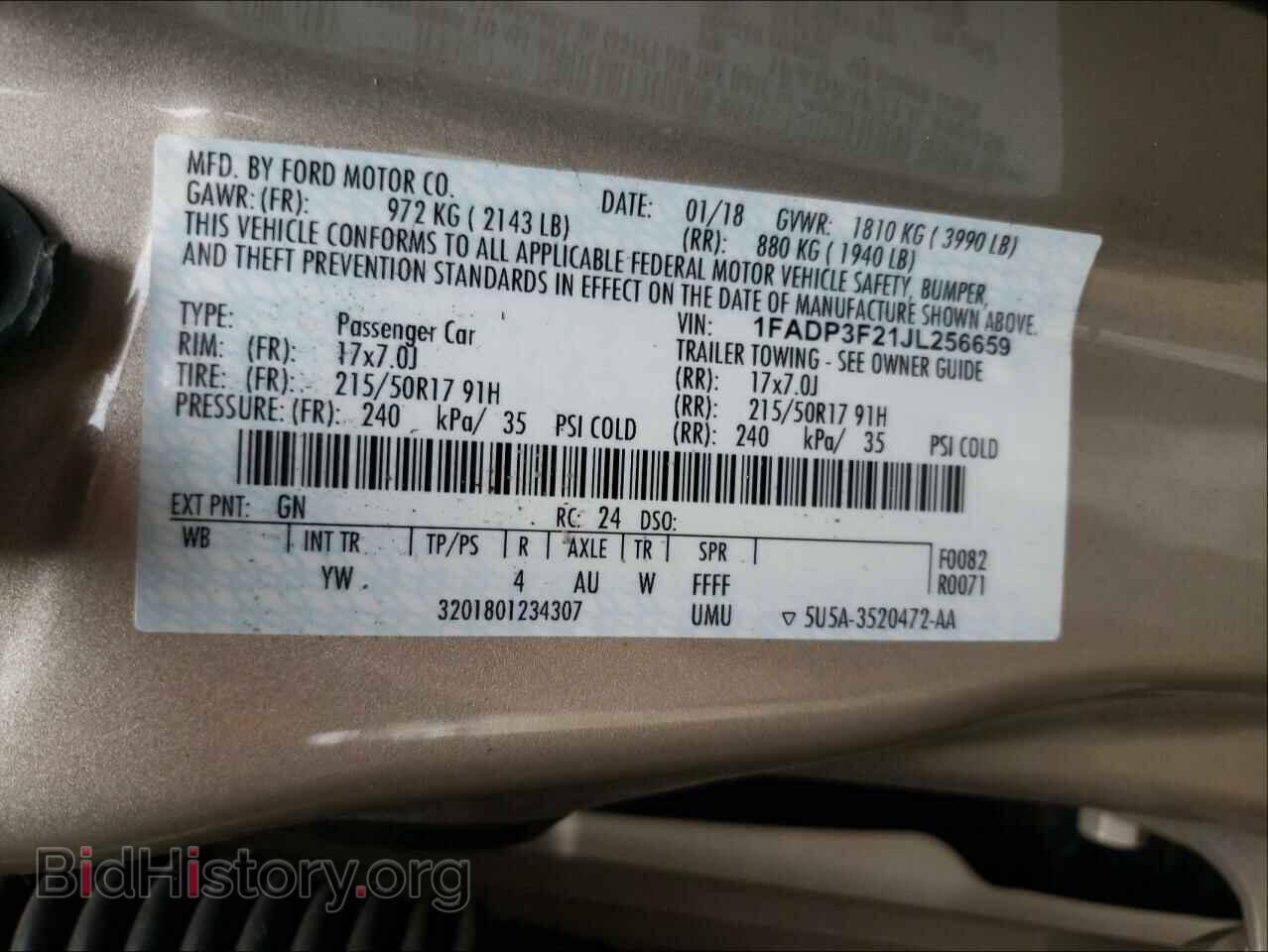 2018 FORD FOCUS - VIN: 1FADP3F21JL256659 - Фото 10