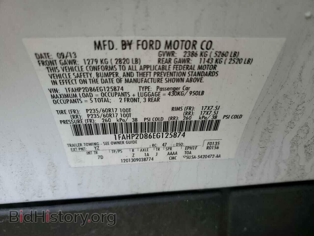 2014 FORD TAURUS - VIN: 1FAHP2D86EG125874 - Фото 12