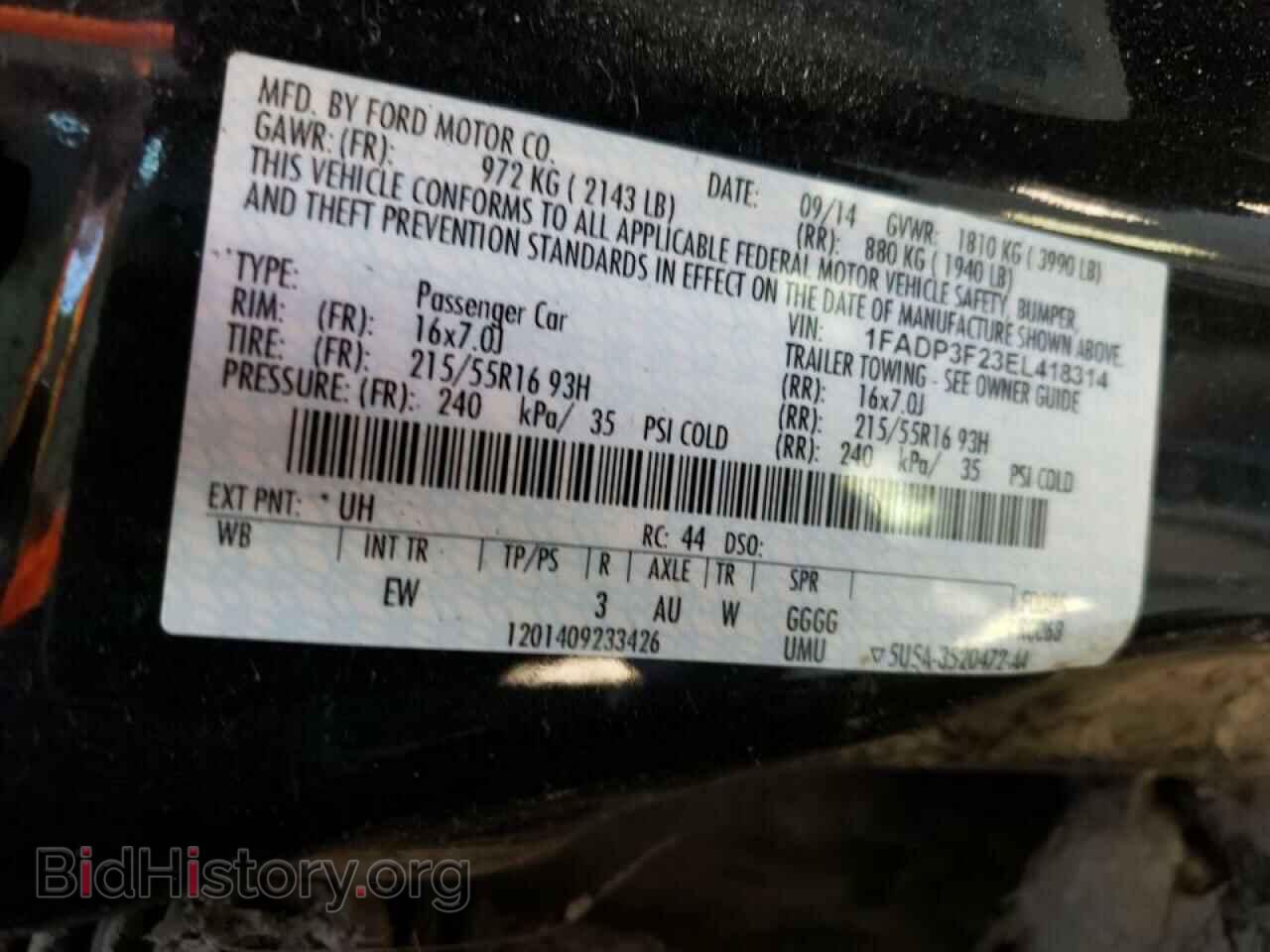 2014 FORD FOCUS - VIN: 1FADP3F23EL418314 - Фото 10