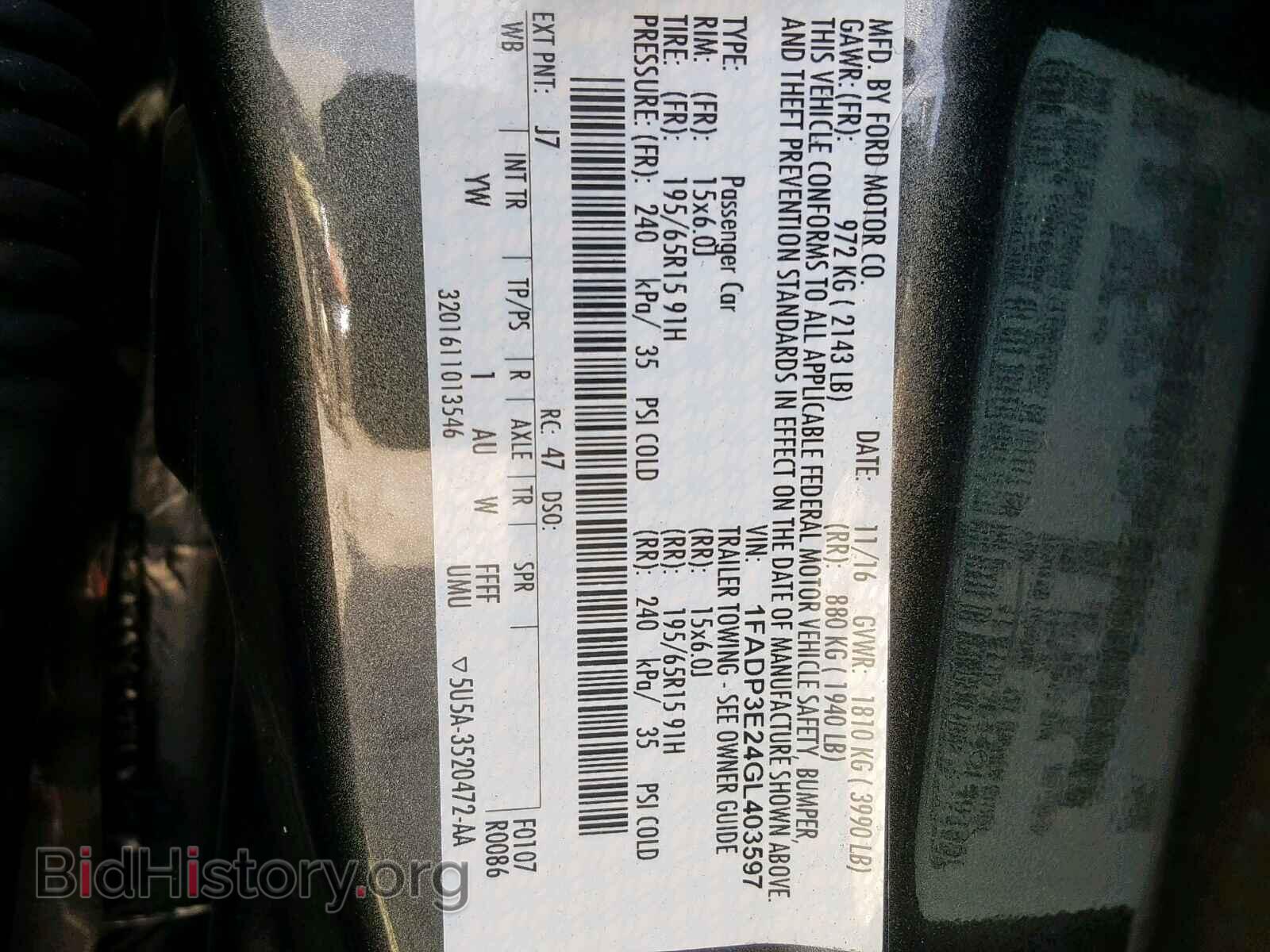 2016 FORD FOCUS - VIN: 1FADP3E24GL403597 - Photo 10