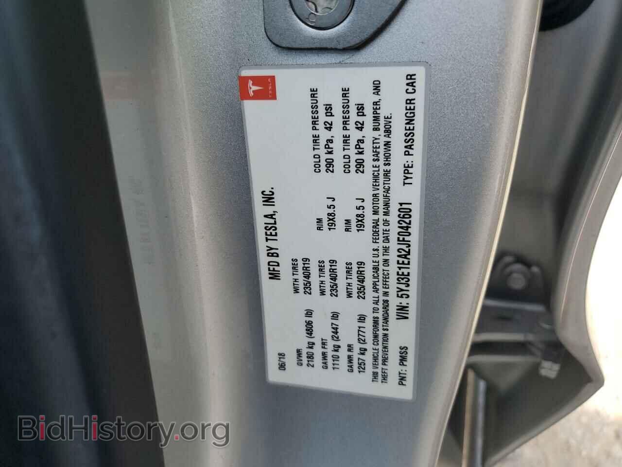 2018 TESLA MODEL 3 - VIN: 5YJ3E1EA2JF042601 - Фото 12